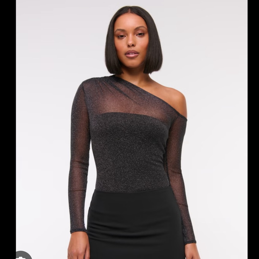 NWT Abercrombie Asymmetrical Draped Shimmer Mesh Top